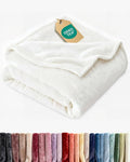 Ultra Soft Fleece Blanket Throw Size - Flannel Fleece Luxury Throw Blanket - Lightweight for Couch Bed Chair - Thick, Warm and Breathable - All Season Cozy Anti-Static Microplush Bedding, White