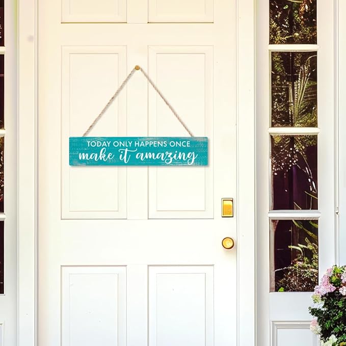 AGMDESIGN Today Only Happens Once Make It Amazing Wood Sign, Motivational Daily Reminder Decor for Bedroom Office, Farmhouse Kitchen Cafe Shop Wooden Plaque, Positive Gifts for Friends Coworkers