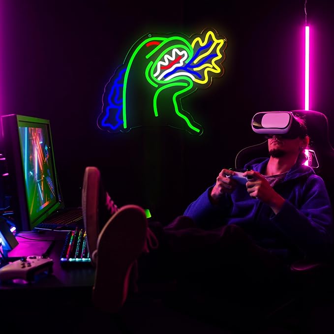 Monster Neon Sign for Wall Decor,Dinosaur Dimmable Neon Sign for Gaming Room Boys Room Decor，Powered by USB 14.3 * 12.2inch,Birthday Party Christmas Gifts