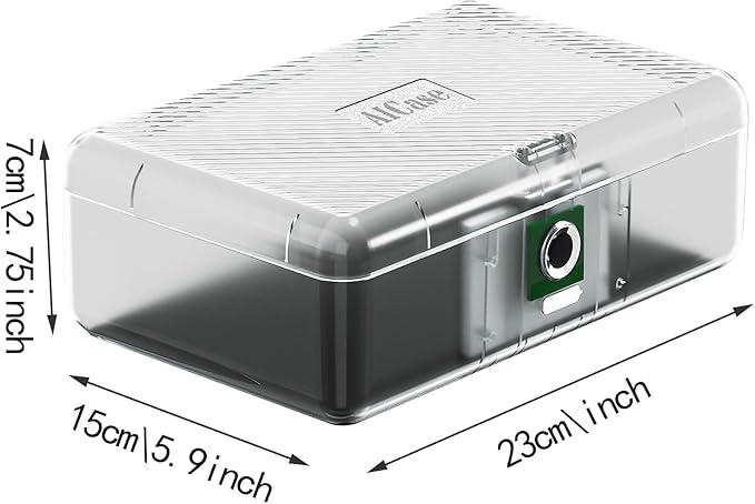 AICase Biometric Fingerprint Storage Box, Transparent Portable Jewelry Cash Safe Storage Box, Rechargeable Lock Box for Car Home Office Travel_Clear