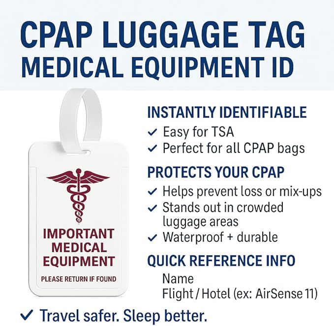 Mask and Tube Hanger Mat for CPAP - Supplies for CPAP for Bedside Organization with Clean Mask Dust Cover - For CPAP Hose Holder for Nightstand (Luggage Tag Special)