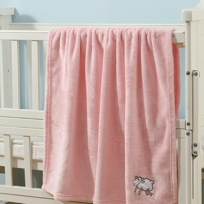 CREVENT 2Pcs 30''X40'' Cute Cozy Fluffy Warm Baby Blankets for Infants Toddlers' Bedding Crib Cot Stroller - Giraffe + Sheep
