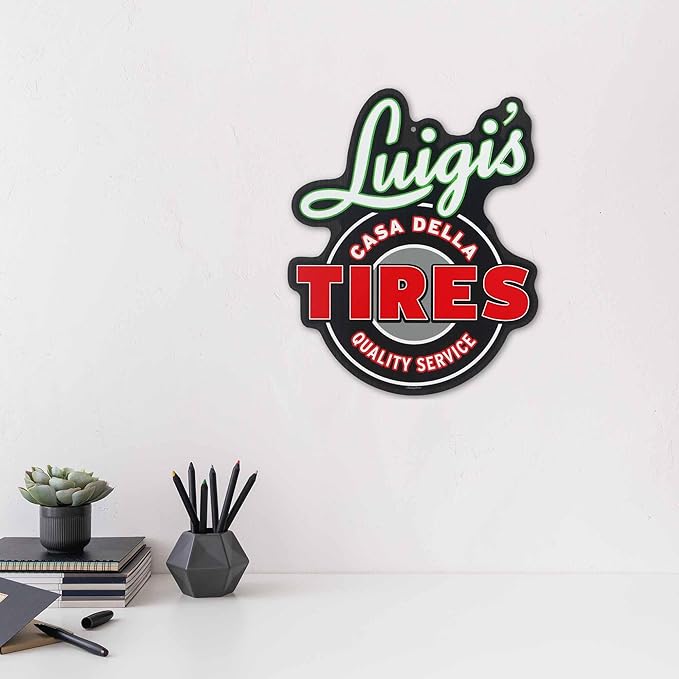 Disney Pixar Cars Luigi's Casa Della Tires Metal Wall Sign - Fun Cars Decoration for Kids' Bedroom or Garage