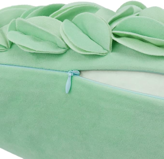 KINGROSE 3D Flower Accent Throw Pillow Cover Soft Pillow Case Sham Decorative Cushion Cover for Home Decor Sofa Couch Bedroom 12 x 20 Inches Solid Suede Mint Green