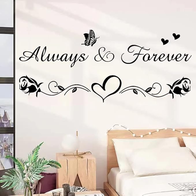 Always & Forever Vinyl Wall Decals - Inspirational Family Wall Decor Sticker for Bedroom & Living Room