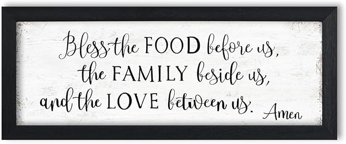 Bless The Food Before Us Wall Decor:Farmhouse Kitchen Signs Wall Decor Bible Verse Quotes Christian Wall Art Modern Rustic Farmhouse Dining Room Decor Black Frames Hanging Plaques 6" x 15"
