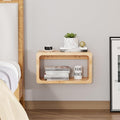 Bamboo Floating Nightstand with Storage Drawer and Modern Open Shelf Cubby，Bedroom, Living Room, Kitchen, Tool Room for use. (Natural, Prepare for Departure)