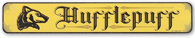 Harry Potter Hufflepuff Horizontal Wood Wall Decor - Vintage Hufflepuff Sign for Bedroom or Movie Room