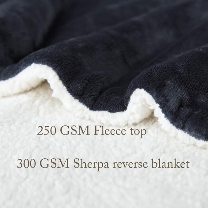LBRO2M Sherpa Fleece Bed Blanket King Size Super Soft Fuzzy Plush Warm Cozy Fluffy Microfiber Couch Throw Velvet Double Reversible Blankets,Dark Grey
