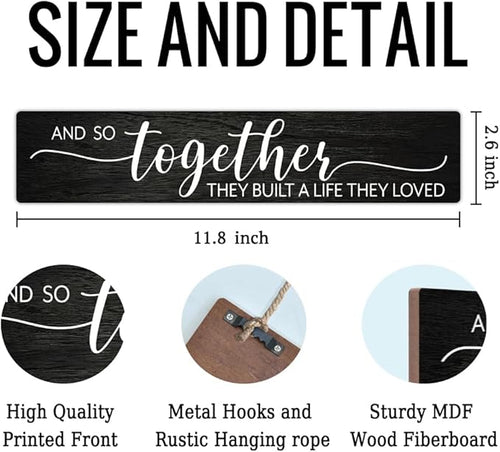AGMDESIGN And So Together They Built A Life They Loved Wood Sign, Rustic Wedding Decor, Home Love Signs Decorations Gifts for Men Women Married Couple Friend Family
