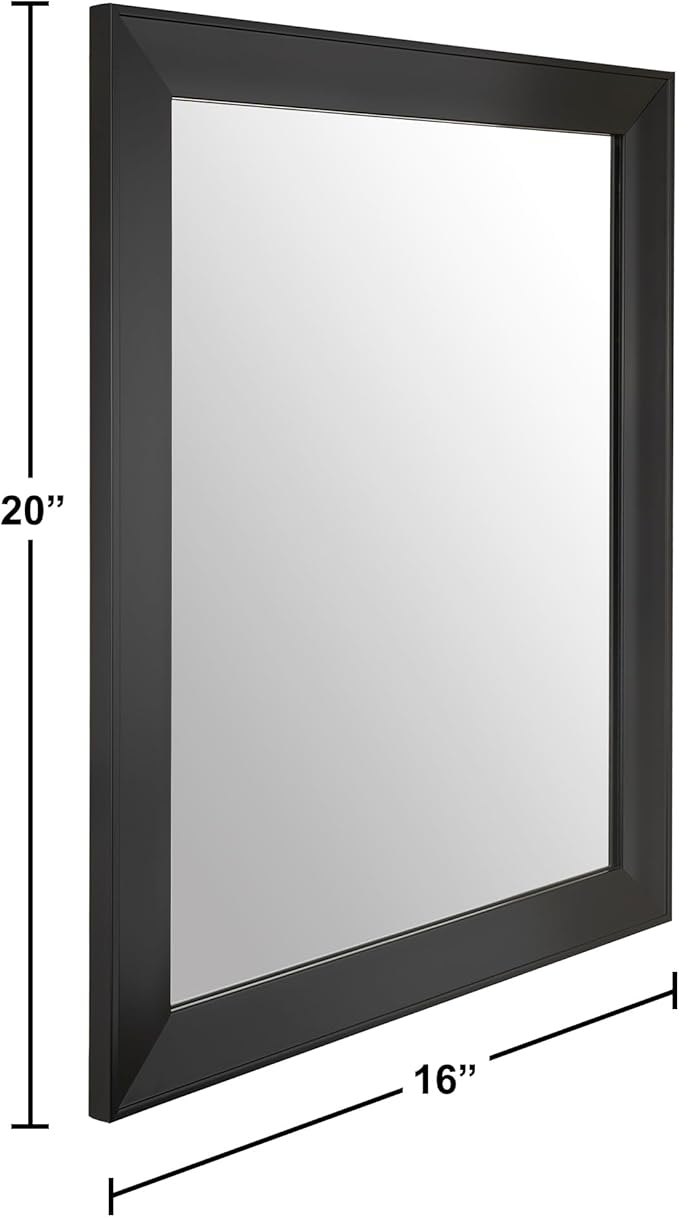 Ruomeng Rectangular Wall Mirror 16" x 20" Framed Mirror for Bathroom, Bedroom, Entryway, Living Room, Black