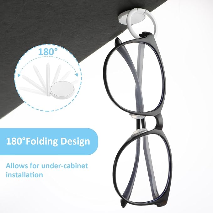 6Pcs Sunglass Organizer Wall Mount Adhesive Sunglass Holder for Wall Hanging Sunglass Wall Organizer White Glasses Wall Holder Eye Glasses Storage Organizer