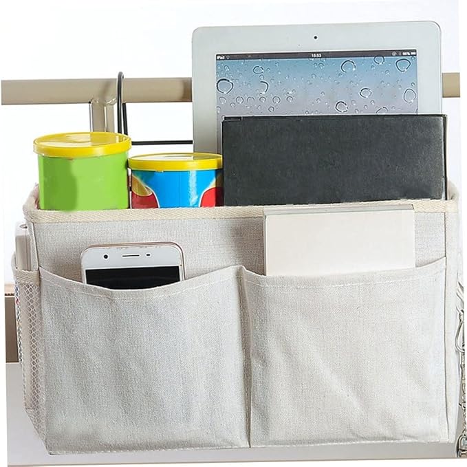 Bedside Hanging Storage Bag Caddy Pocket Nightstand Organizer Basket White for Bunk Bed Dorm Rooms9999bedside Hanging Storage Bag Bedside Caddy Bunk Bed Organizer Pocket