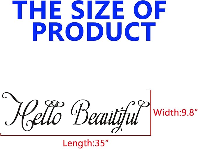 Inspirational Quotes Wall Decals for Bathroom: Mirror Women Beauty Makeup Positive Vinyl Art Wall Stickers - Bedroom Girls Room Spa Wall Decor - Hello Beautiful 35" X 9.8"