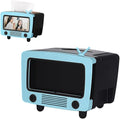 SGVAHY Tissue Box Holder Retro TV Tissue Box Cover Cute and Practical Cell Phone Holder Tampon Holder for Bathroom Kitchen Bedroom Dressers Desks and Tables Night Stands Creative Gift(Light Blue)