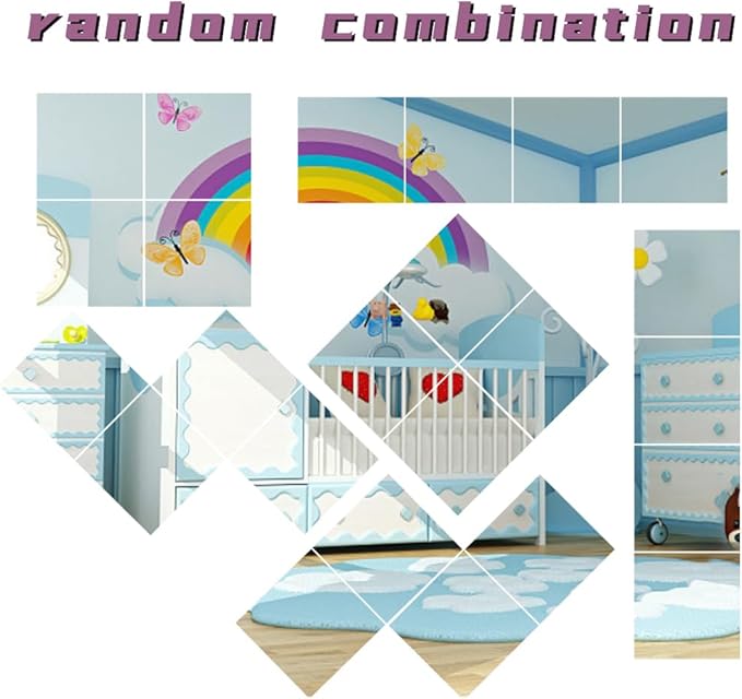 4 Pack Acrylic Mirrors for Wall,8 x 8 Inch Self Adhesive Frameless Small Mirror Tiles, Flexible Plastic Mirror Sheets for Bedroom Home Gym Door (12 * 16 inch)