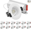LUXRITE 2-Inch Regressed Gimbal LED Recessed Light, 5 Color Selectable 2700K-5000K, 6 Watts, 400 Lumens, Ceiling Spotlight 360º + 30º Rotation, Dimmable, CRI90, IC & Wet Rated, ETL Listed (12 Pack)