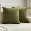 MIULEE Velvet Throw Pillow Covers 20x20 Inch, Pack of 2 - Olive Green, Soft Solid Decorative Pillow Covers Cushion Cases Modern Luxury Home Decor for Couch Sofa Bedroom Livingroom