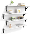 Wood Floating Shelves Set of 4, Rustic Storage Decor Wall Shelves, Wall Mounted Shelf for Living Room, Bedroom 23.6" x 6", White