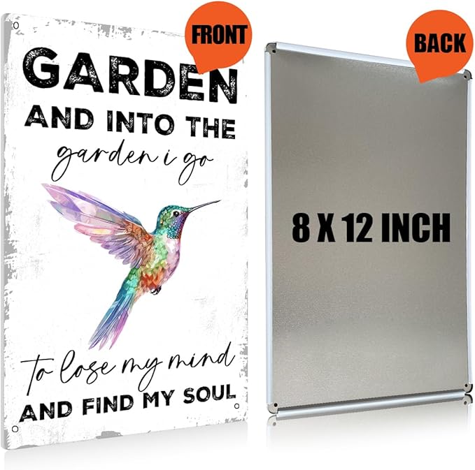 Garden Signs Gifts Vintage Gardening Metal Tin Signs Into The Garden To Lose My Mind for Home Garden Greenhouse Living Room Bedroom Yard Cottage Outdoor Decor 8X12 Inch