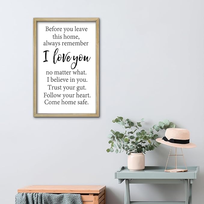 RLWangChao Before You Leave This Home Wall Decor Art 24"X16" I Love You Sign Inspirational Quotes Family Entryway Wood Framed Wall Hanging (Wood)