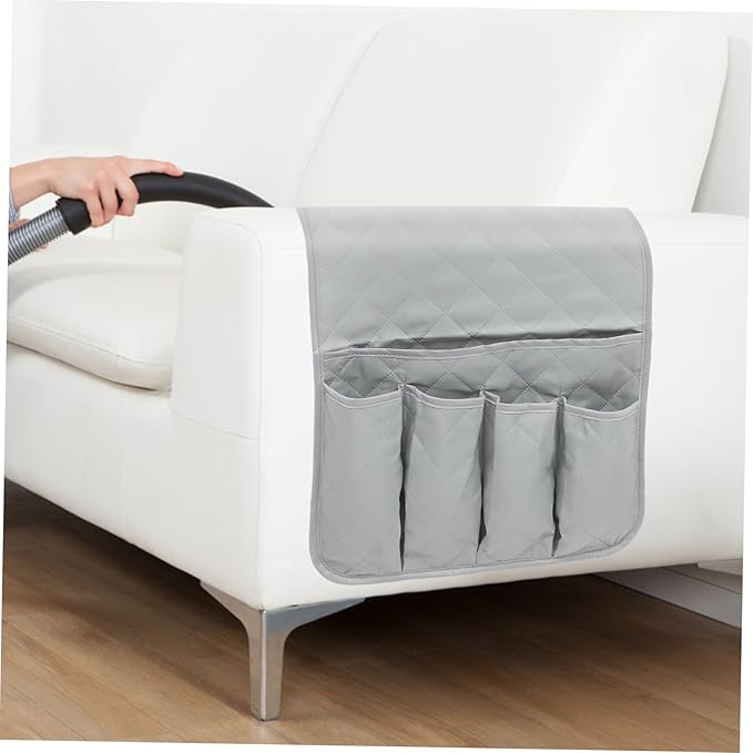 Amosfun Compact Hanging Storage Pouch Organizer for Sofa and Bed Practical Bedside Bag for Phone Chargers Books Water Bottle Versatile Grey Storage for Home and Dorm Use