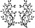 Meltset Metal Tree Leaf Wall Decor, Vine Olive Leaf Branch Wall Art,Black Wrought Iron Artwork above The Bed, Living Room, Indoor and Outdoor (S/Black)