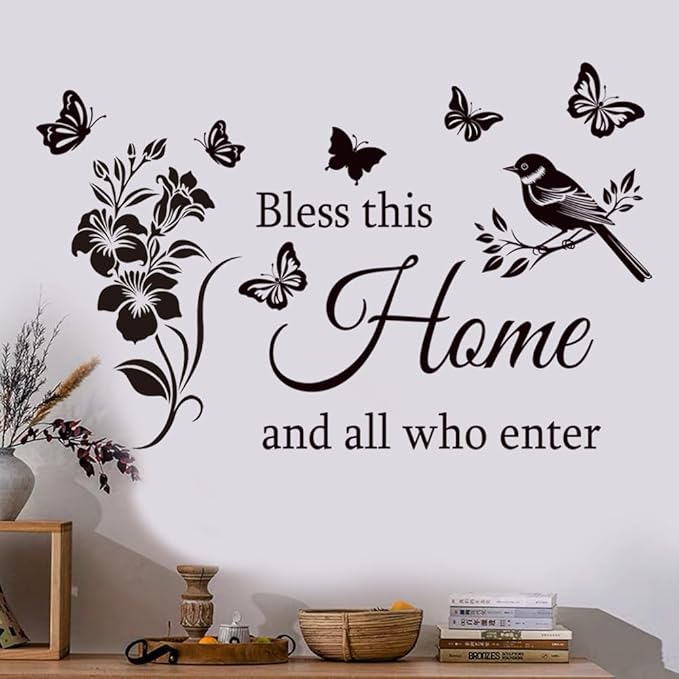 Family Inspirational Wall Stickers Quotes Bless This Home and All Who Enter Words Design Vinyl Decal Quote Wall Decor Stickers Motivational Quotes for Bedroom.