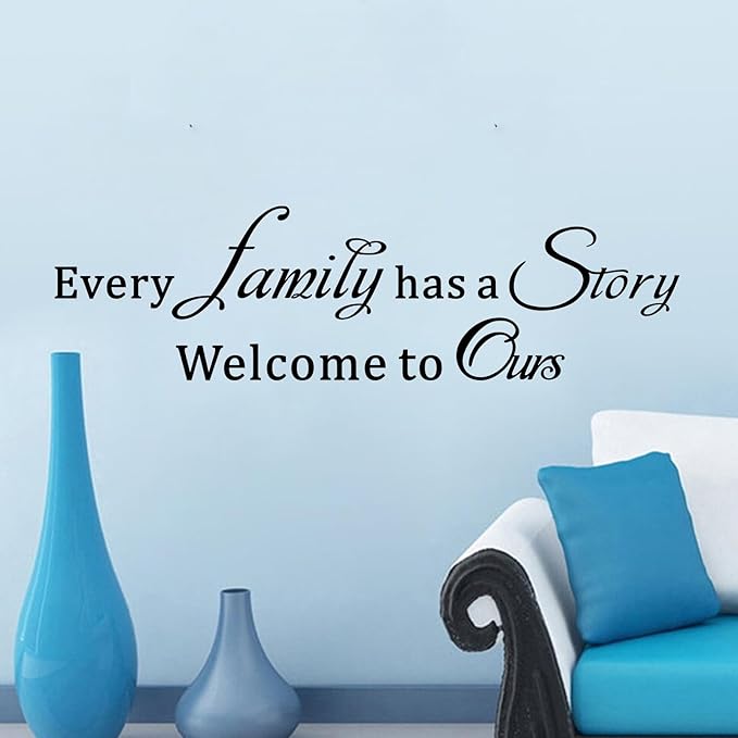 Motivational Home Wall Decals for Bedroom: Family Inspirational Quotes Vinyl Art Wall Stickers for Living Room Kitchen Apartment Bathroom - Every Family Has a Story 35" X 9.8"