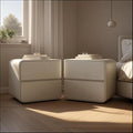 Bedside Table Set of 2 with Drawers, Simple Leather Bedside Table, Left and Right Combination Bedside Tables Suitable for Bedrooms(Beige,Large)