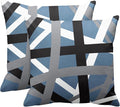 Emvency Set of 2 Throw Pillow Cover Blue Grey Stripes Black White Design Retro Decorative Pillow Case Striped Home Decor Square 18x18 Inch Cushion Pillowcase