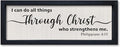 comurdyo I Can Do All Things Through Christ Sign Wall Art 16"×6" Philippians 4:13 Bible Verse Christian Wall Wooden Decor (Black)