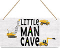 Construction Boy Room Decor-Little Man Cave Sign 6"x12" Construction Wall Decor Wooden Hanging Plaque Wood Sign Living Room Bathroom Farmhouse Playroom Bedroom Nursery