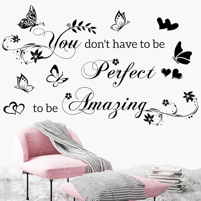 Wall Stickers for Bedroom Inspirational Quotes Wall Decals You Don't Have to Be Perfect to Be Amazing Decorations Wall Sticker for Living Room Wall Decal Hallway Wall Sticker Home Decor