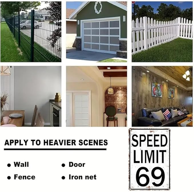 Boys Gifts Retro Tin Sign Speed Limit 69 Sign for Boys Room Man Cave Garage Cars Themed Room Bedroom Vintage Style Wall Art Decor 8 x 12 Inch (3296)