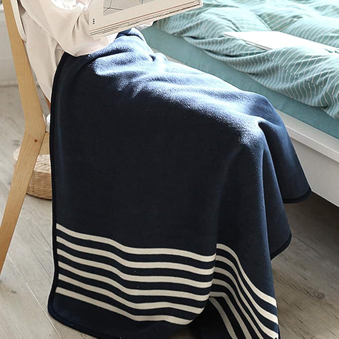 forestfish Fleece Wearable Blanket, Plaid Lap Blanket Comfy Poncho Throw with Buttons for Bed Sofa Office, Blue-White