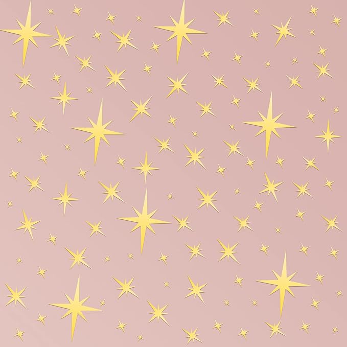 Zonon 82 Pieces Mirror Wall Stickers Star Wall Decals Decor Removable 3D Acrylic Mirror Star Setting Sticker for Ceiling Home Bedroom Living Room Girls Room Decor(Gold)