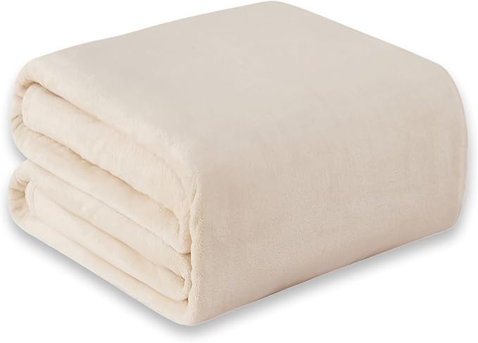 COOVA Oversized King Fleece Blanket 120x138 inches, Soft Cozy Warm Giant Extra Large 10'x11.5' Blanket for Bed, Sofa, Couch,Travel, Camping, California Huge Flannel Big Throw Blanket, Beige