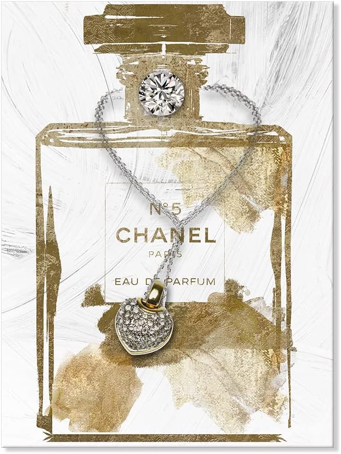 Vintage Perfume Bottle Canvas Wall Art Modern Luxury Posters Print Fashion Glam Poster Picture for Bedroom Make up Room Home Decor 16"x24"