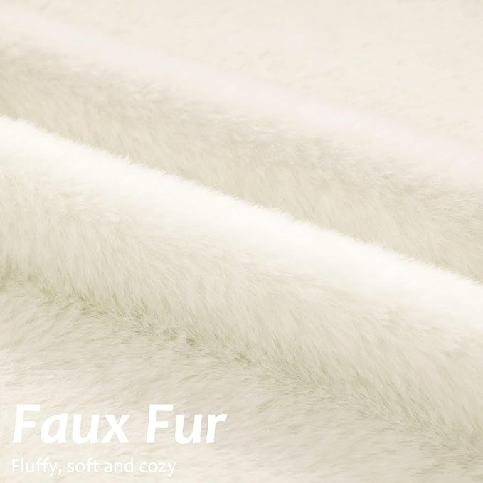 Pallene Faux Fur Plush Lumbar Spring Throw Pillow Covers 12x20 Set of 2, Soft Fluffy Couch Pillow Covers for Living Room, Cream White