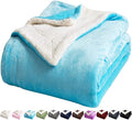 LBRO2M Sherpa Fleece Bed Blanket Queen Size Super Soft Fuzzy Plush Warm Cozy Fluffy Microfiber Couch Throw Velvet Double Reversible Luxurious Blankets,(90x90 Teal)