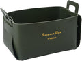 Foldable Storage Basket Bin PU Leather Desktop Organizer Box Green Small Catchall Basket Rectangle Tray Double Handles for Entryway Bedside Dresser End Table Cosmetic Jewelry Key Wallet