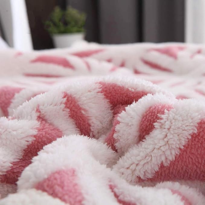 LOMAO Sherpa Fleece Blanket Easter Gifts for Mom Cozy Soft Throw Blanket for Women Men Dual Sided Couch Sofa Bed Blanket (Pink, 90''x90'')
