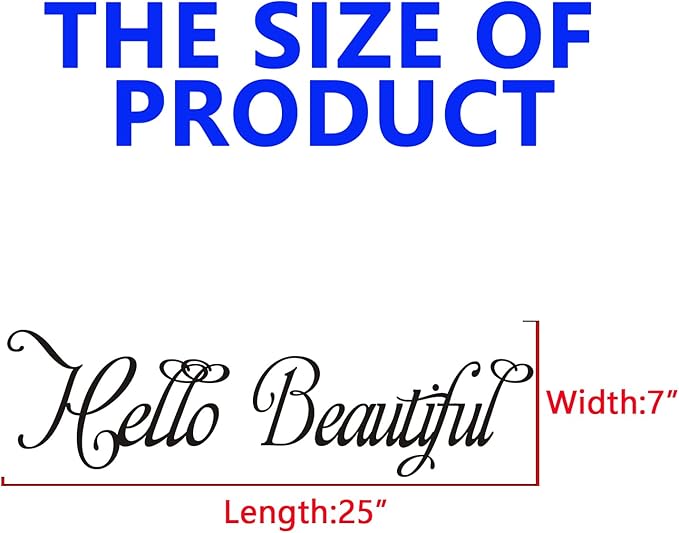 Inspirational Quotes Wall Stickers for Bedroom: Mirror Women Beauty Makeup Positive Vinyl Art Wall Decals - Bathroom Girls Room Spa Wall Decor - Hello Beautiful 25" X 7"