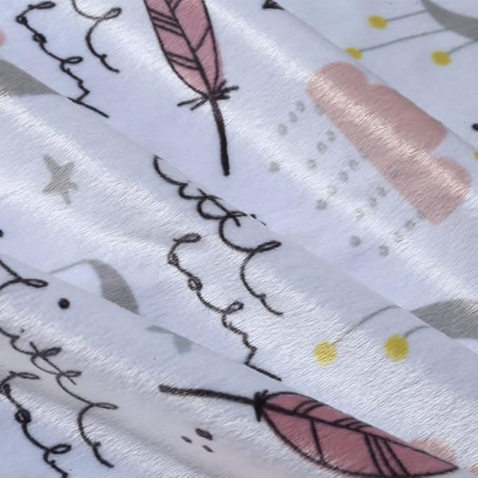CREVENT 2Pcs 30''X40'' Cute Cozy Fluffy Warm Baby Blankets for Infants Toddlers' Bedding Crib Cot Stroller - Grey Cloud + Minky Feather