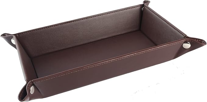 Valet Tray for Men Women - PU Leather Travel Catchall Tray Organizer - Rectangle