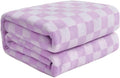 FY FIBER HOUSE Checkered Flannel Fleece Throw Blanket Soft Cozy Checkerboard Grid Print Chessboard Gingham Pattern Blankets for Bed Couch Sofa, 60"x80", Purple