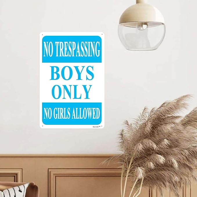 Aluminum No Trespassing Sign - Boys Only, 8"x12"