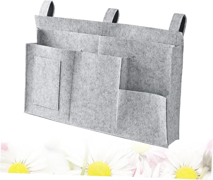 ABOOFAN Felt Fabric Storage Bag Hanging Organizer for Bedside Dorm Car Capacity Compartments for Phone Chargers Snacks Books Mesh Design