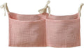 Bedside pouch for storing baby bottles and blankets - Bedside storage bag for organizing baby diapers - Pink
